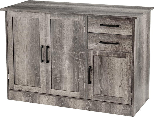 Gray Entryway Cupboard Sideboard Storage Cabinet with Drawers-1
