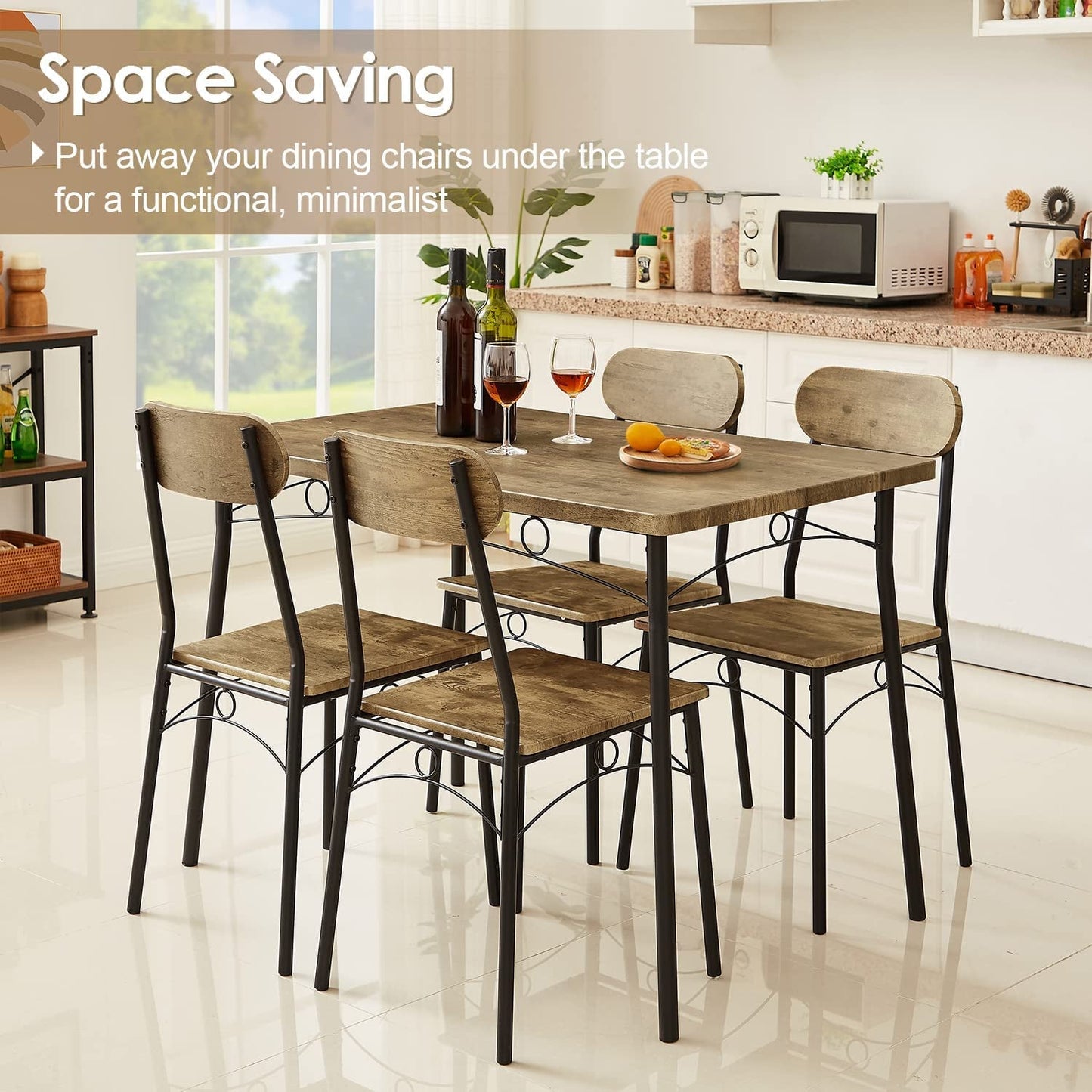 Metal and Wood Rectangular Dining Set-4