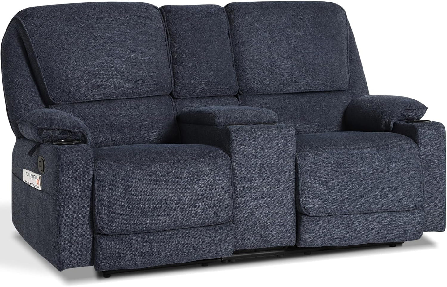 67.9" RV Loveseat Recliner Double Recliner RV Sofa, Wall Hugger Reclining RV, Manual Reclining Sofa, RV Theater Seats, Home Theater Seating, RV Theater Seating, RV Furniture, Navy Blue-0