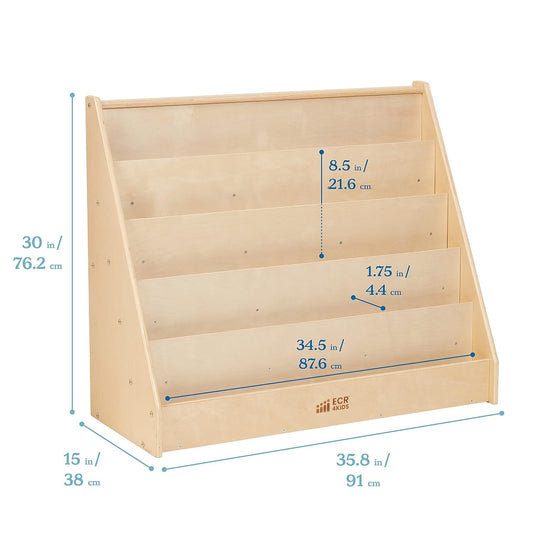 Single-Sided Book Display, Classroom Bookshelf, Natural-1