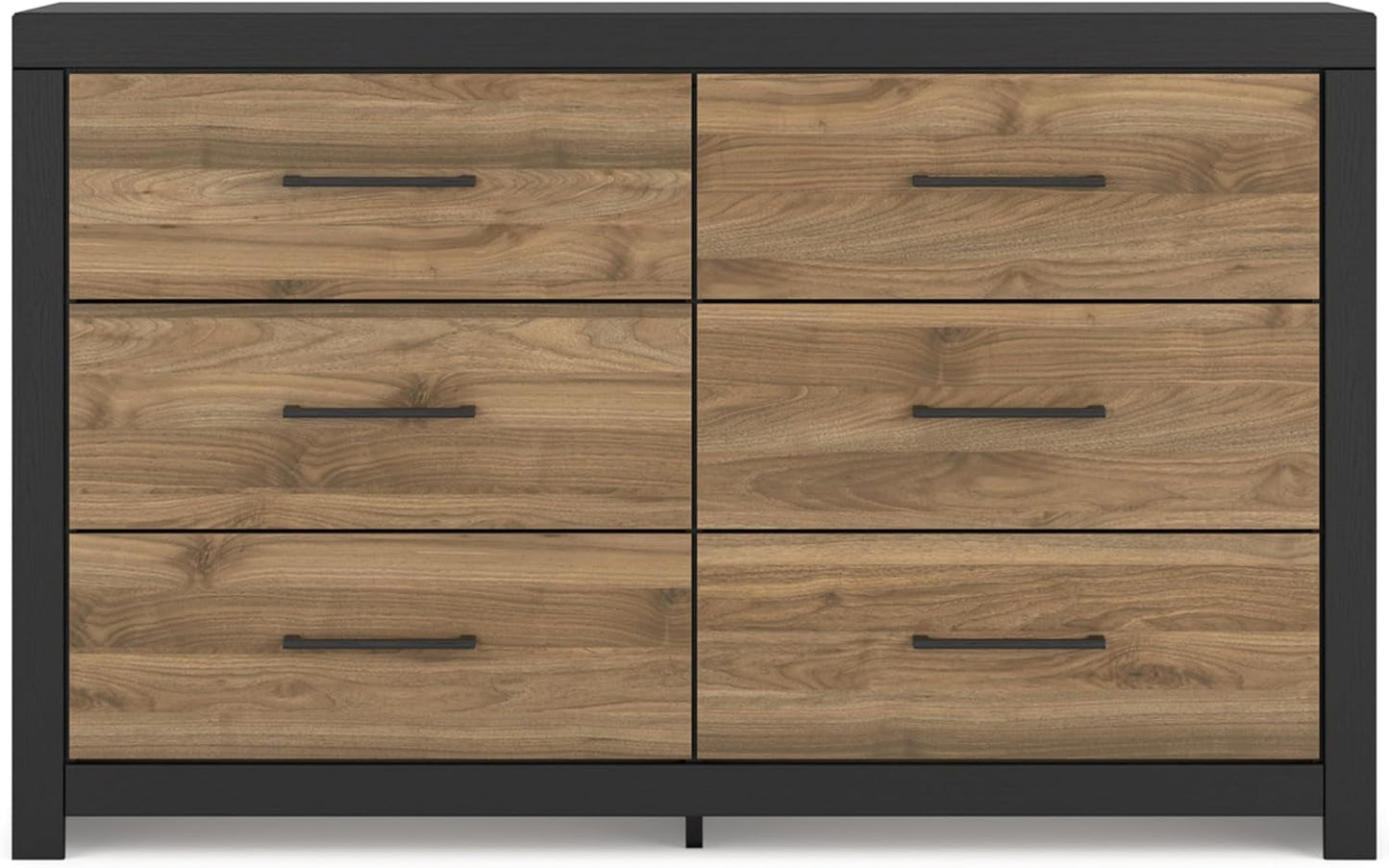 Vertani Casual 6-Drawer Dresser with Safety Stop, Black & Light Brown-4