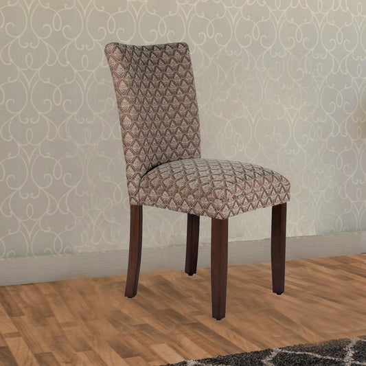 Home Decor |K1136-F662 | Classic Upholstered Parsons Dining Chair | Single Accent Dining Chair, Blue & Brown Damask-1