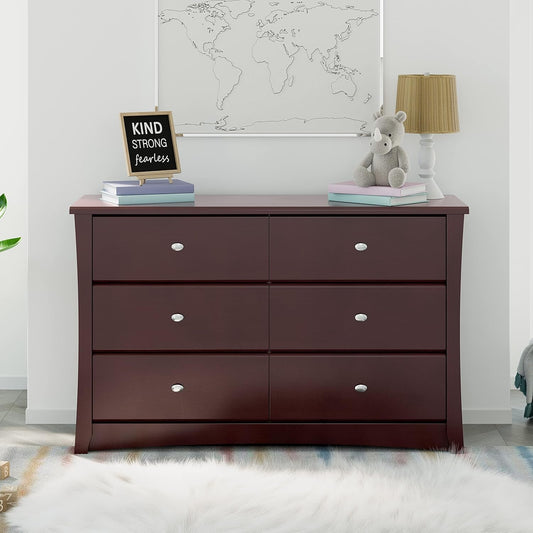 Crescent 6 Drawer Double Dresser (Espresso) – GREENGUARD Gold Certified, Dresser for Nursery, 6 Drawer Dresser, Kids Dresser, Nursery Dresser Drawer Organizer, Chest of Drawers-1