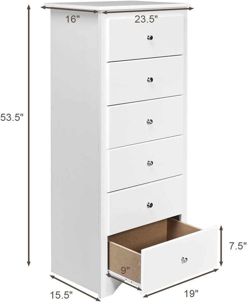 Wooden 6 Drawer Chest, White-4