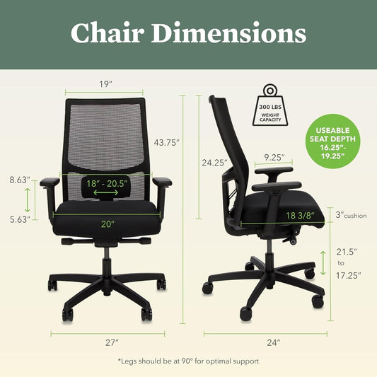 Ignition 2.0 Ergonomic Office Chair- Tilt Recline and Swivel Wheels, Home Desk Chairs, Executive, Comfortable for Long Hours & Task Work-1