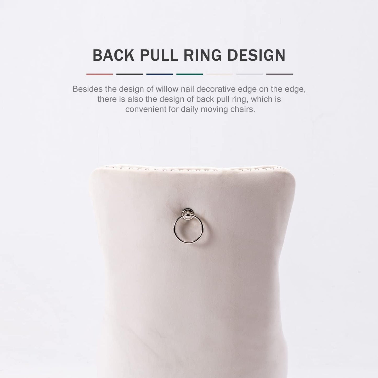 Beige Velvet Ring Pull Trimmed Dining Chairs Set of 6-4