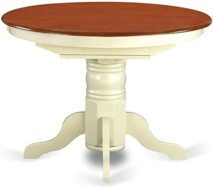 AVT-WHI-TP Avon Dining Table - an Oval Wooden Table Top with Butterfly Leaf & Pedestal Base, 42X60 Inch, Buttermilk & Cherry-3