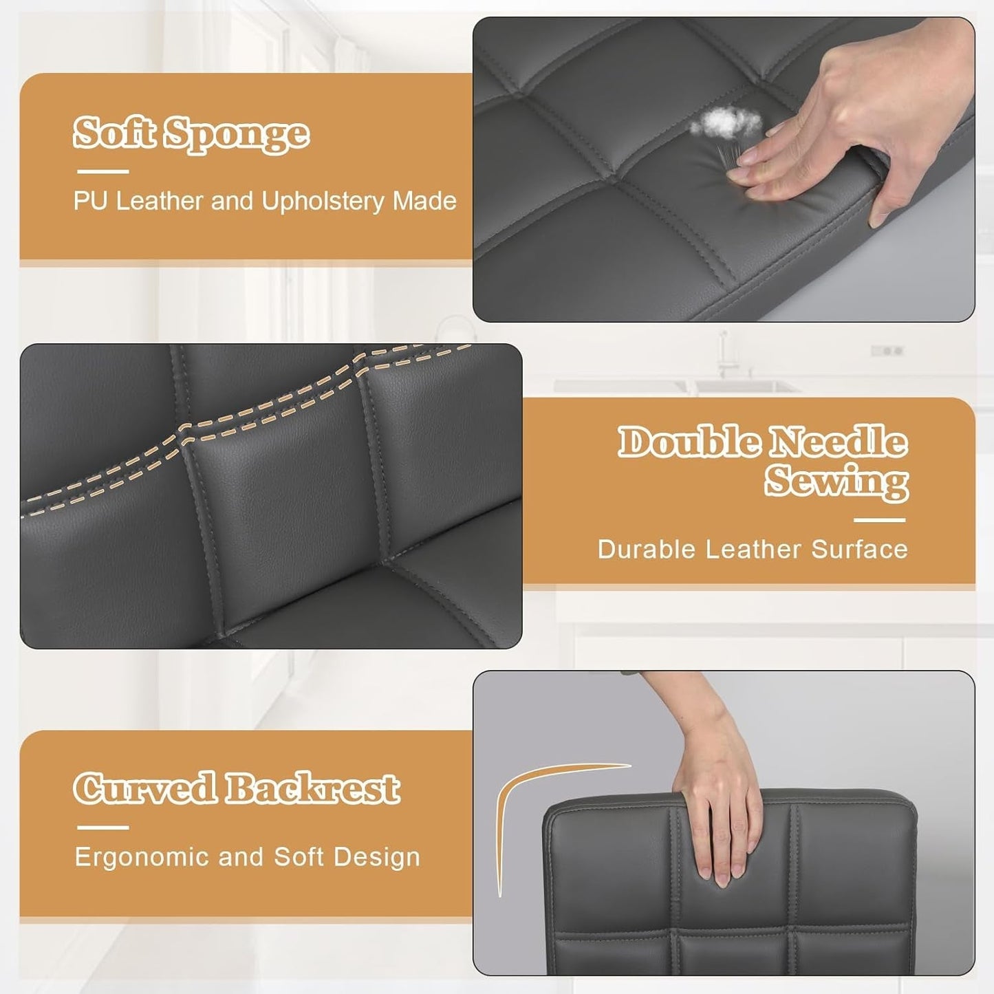 Grey Adjustable Swivel Bar Stools (Set of 2)-4