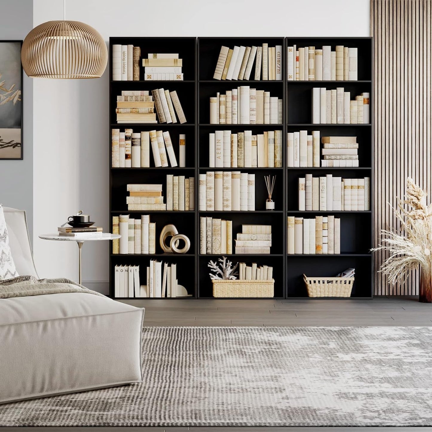 6-Tier Open Bookcase and Bookshelf, Freestanding Display Storage Shelves Tall Bookcase for Bedroom, Living Room and Office, Black-3