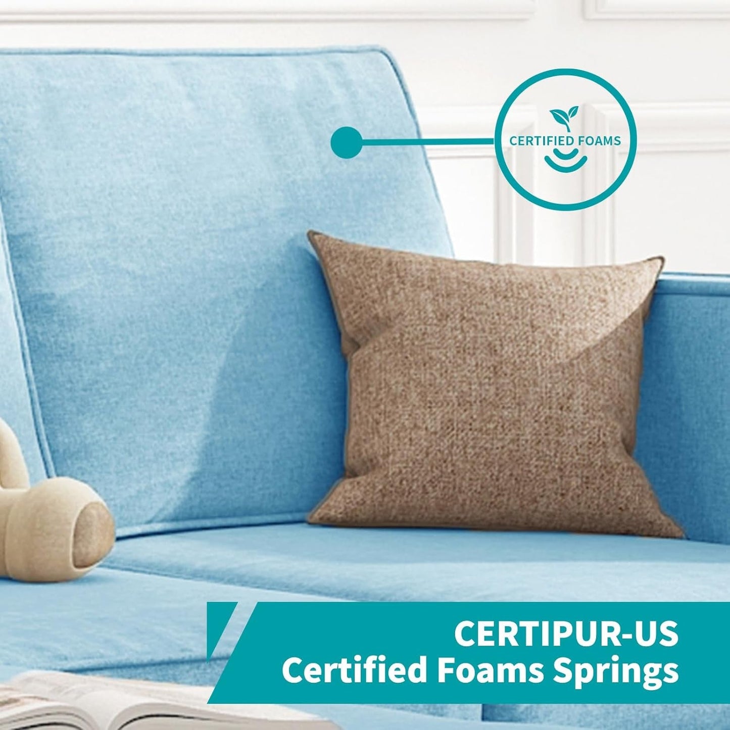 Sectional Sofa L Shaped Couch with Movable Storage Ottoman/Side Pockets/Modern Sofas/Easy Assembly/Free Combination - Blue-4