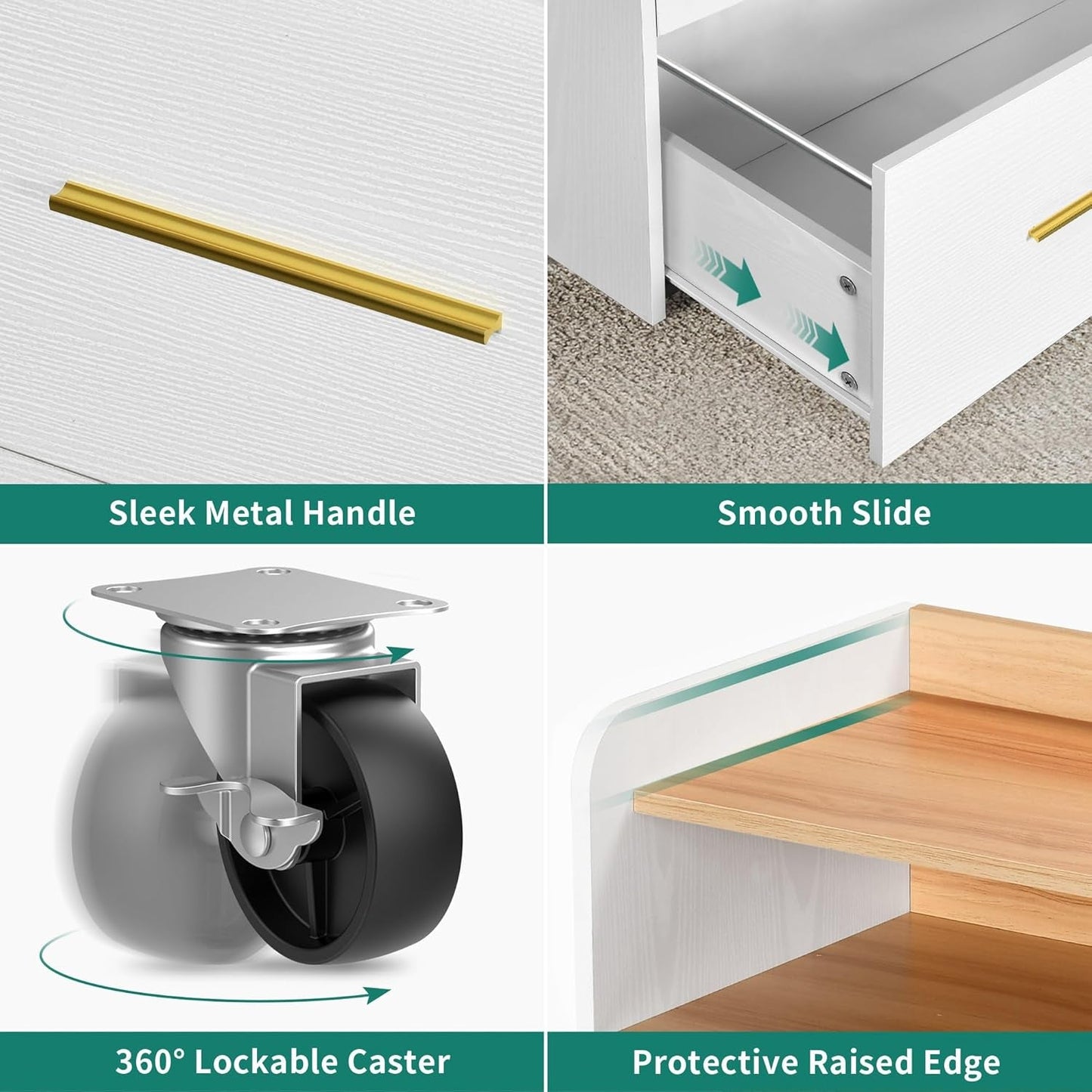 File Cabinet with Charging Station, 2 Drawer Lateral Filing Cabinet, Printer Stand with Open Storage Shelf for Home Office, White-4