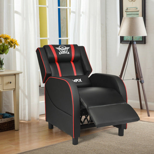 Massage Gaming Recliner PU Leather Chair with Footrest-1