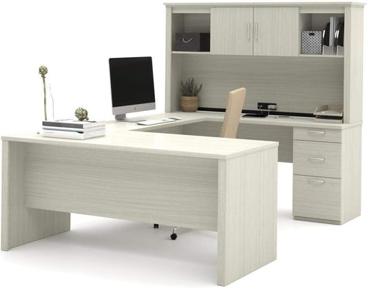 White Chocolate U/L Shaped Executive Office Desk-1