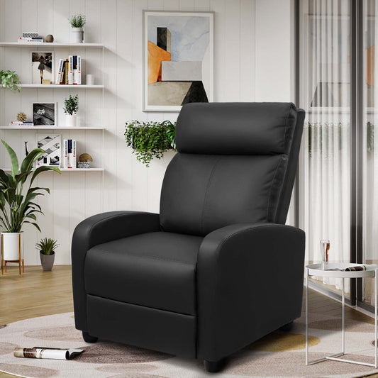 Recliner Chair, Home Theater Seating, Black, Padded Cushion-1
