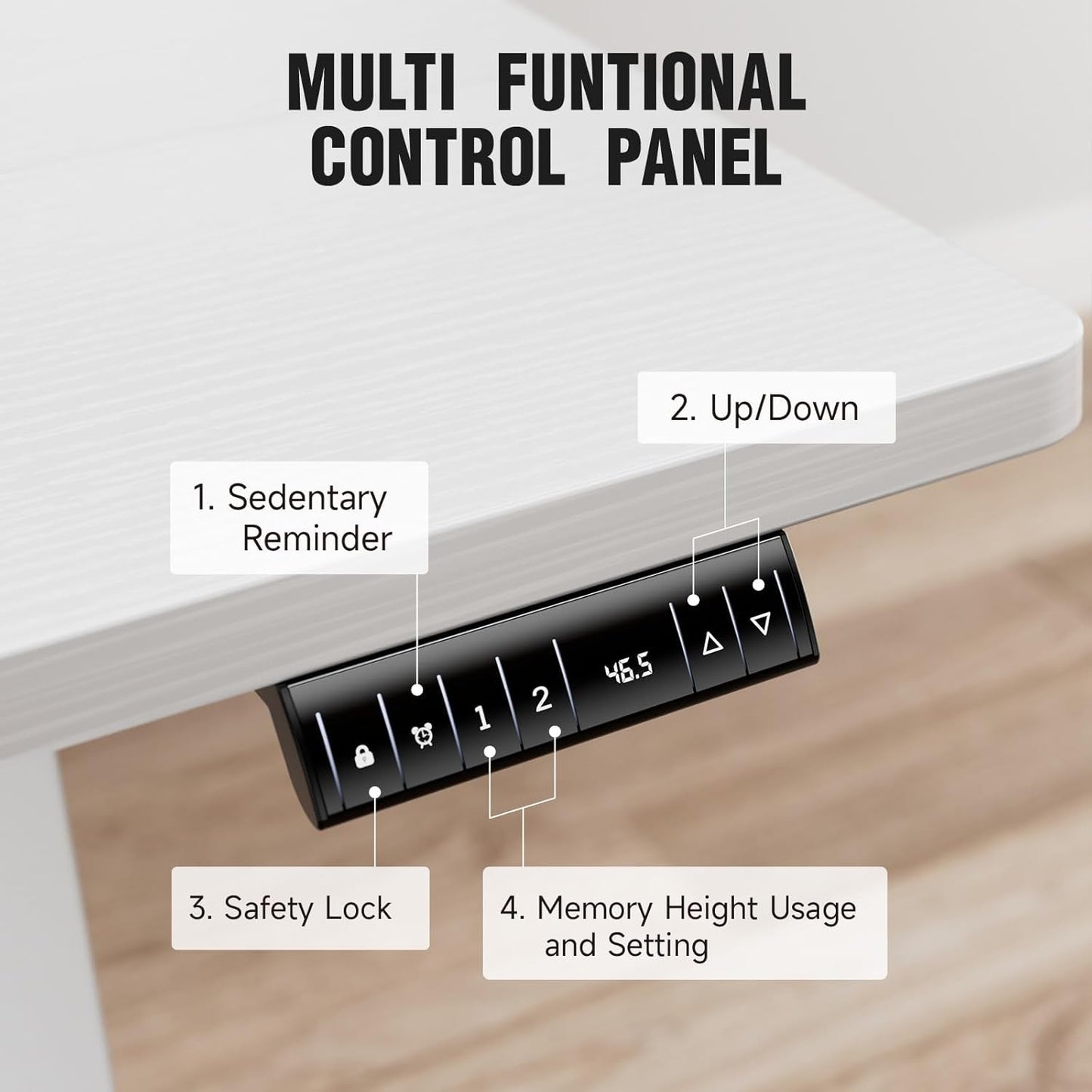 47.2 Inch Electric Standing Desk, Height Adjustable Sit Stand Up, Wood Desktop, Work Home Office Computer PC Desks, Gaming Writing Study Bedroom Rising Table, Tall Standup Workstation, White-4