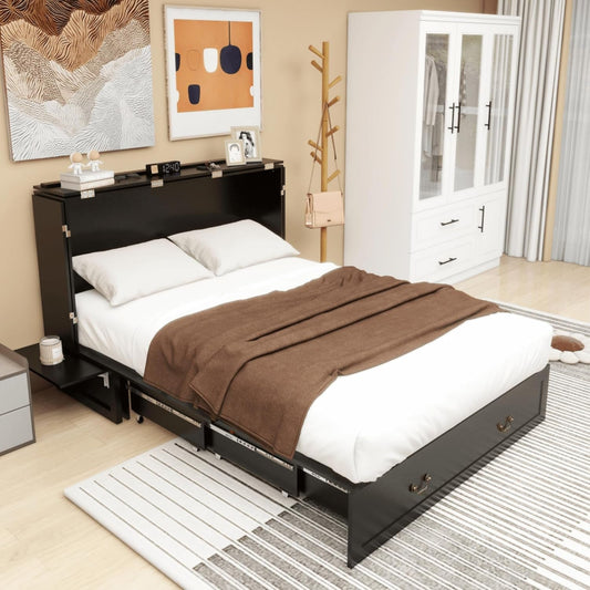 Queen Murphy Bed Cabinet with Charging Station Design-1