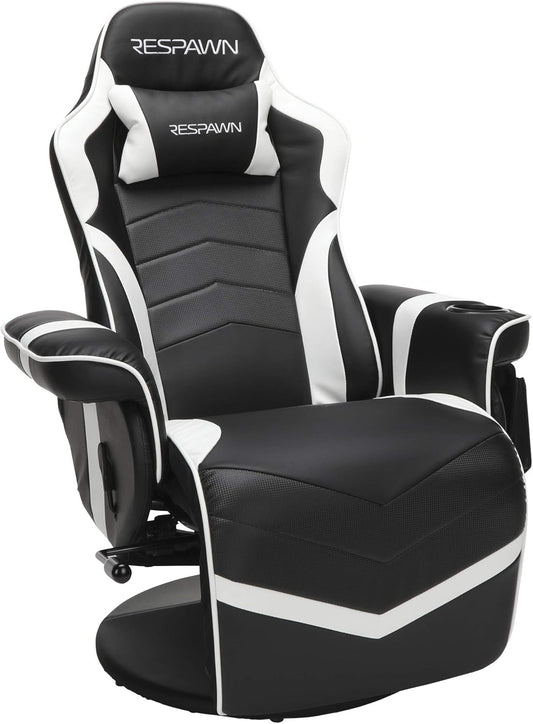 900 Gaming Recliner - Video Games Console Recliner Chair, Computer Recliner, Adjustable Leg Rest and Recline, Recliner with Cupholder, Reclining Gaming Chair with Footrest - White-1