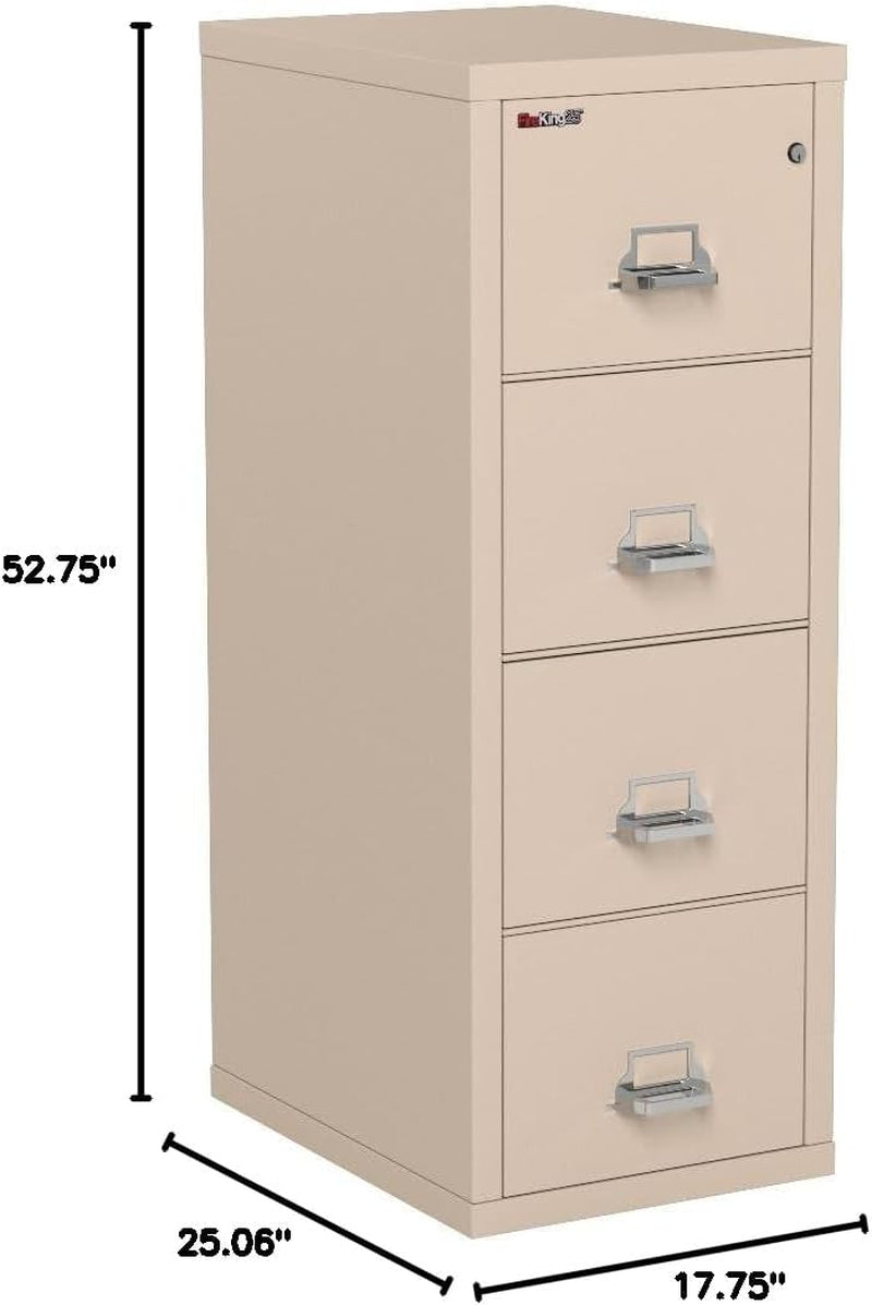Vertical 4 Drawer Letter Fire Safe File Cabinet with Key Lock, 1 Hour Fire Rated, UL Rated & Water Resistant Home Safe, Made in the USA, Parchment-1