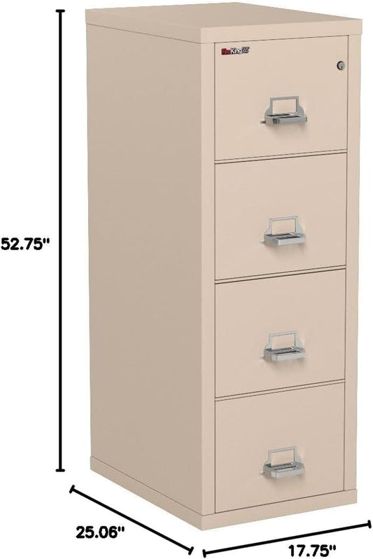 Vertical 4 Drawer Letter Fire Safe File Cabinet with Key Lock, 1 Hour Fire Rated, UL Rated & Water Resistant Home Safe, Made in the USA, Parchment-1