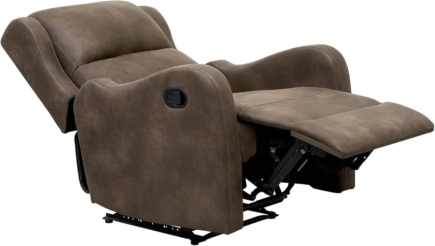 Recliner Chair Living Room Reclining Sofa Chair, Home Theater Seating Modern Recliner, Manual Recliner Sofa Chair for Living Room/Office/Apartment, Wall Hugger Recliner, Brown-4
