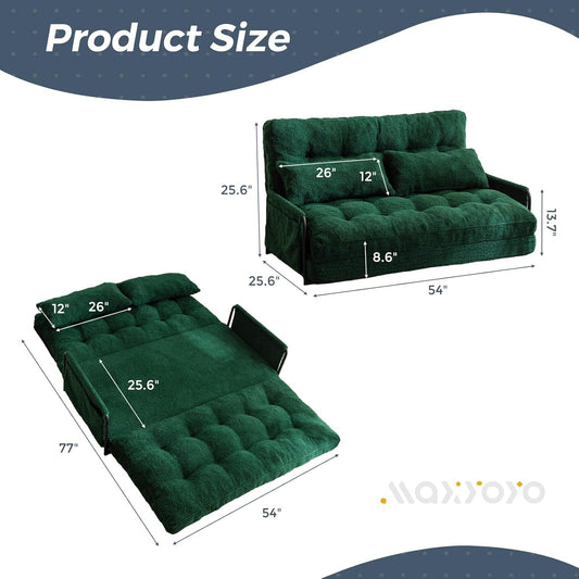 Green Double Adjustable 5-Position Boucle Floor Sofa-1
