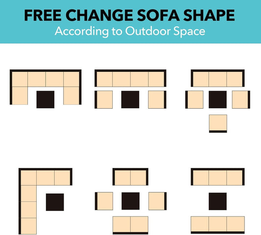 7 Pieces Outdoor Patio Furniture Sets,Rattan Conversation Sectional Set,Manual Weaving Wicker Patio Sofa with Tea Table-1