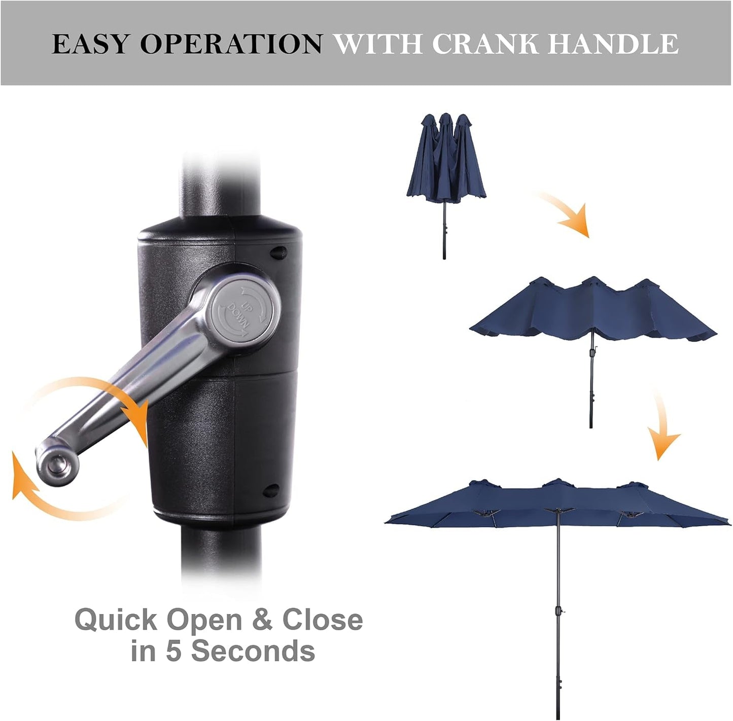 Patio Outdoor Table and Chairs Set with Umbrella Navy, Patio Dining Sets for 6, 7 Pieces Patio Table Set Clearance for Backyard Deck Porch Outside, Metal Table with Hole & Cushioned Rattan Chairs-4