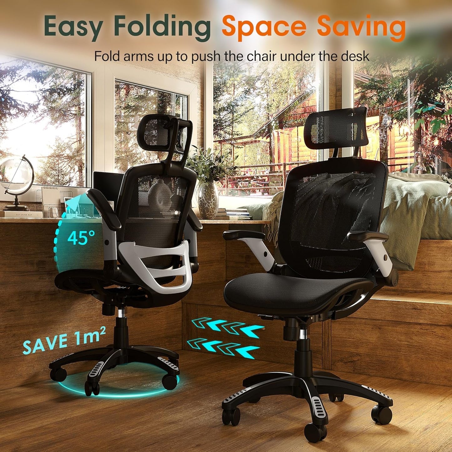 Big & Tall Mesh Office Chair, Ergonomic, Headrest, Tilt-2