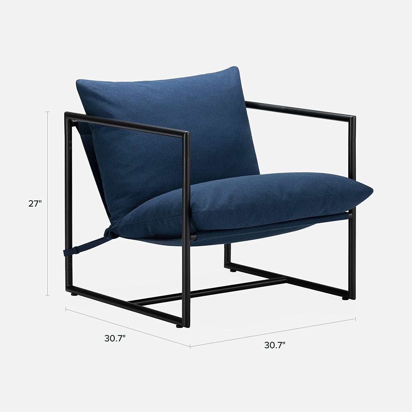 Navy Metal Armchair with Shredded Foam Cushioning-2
