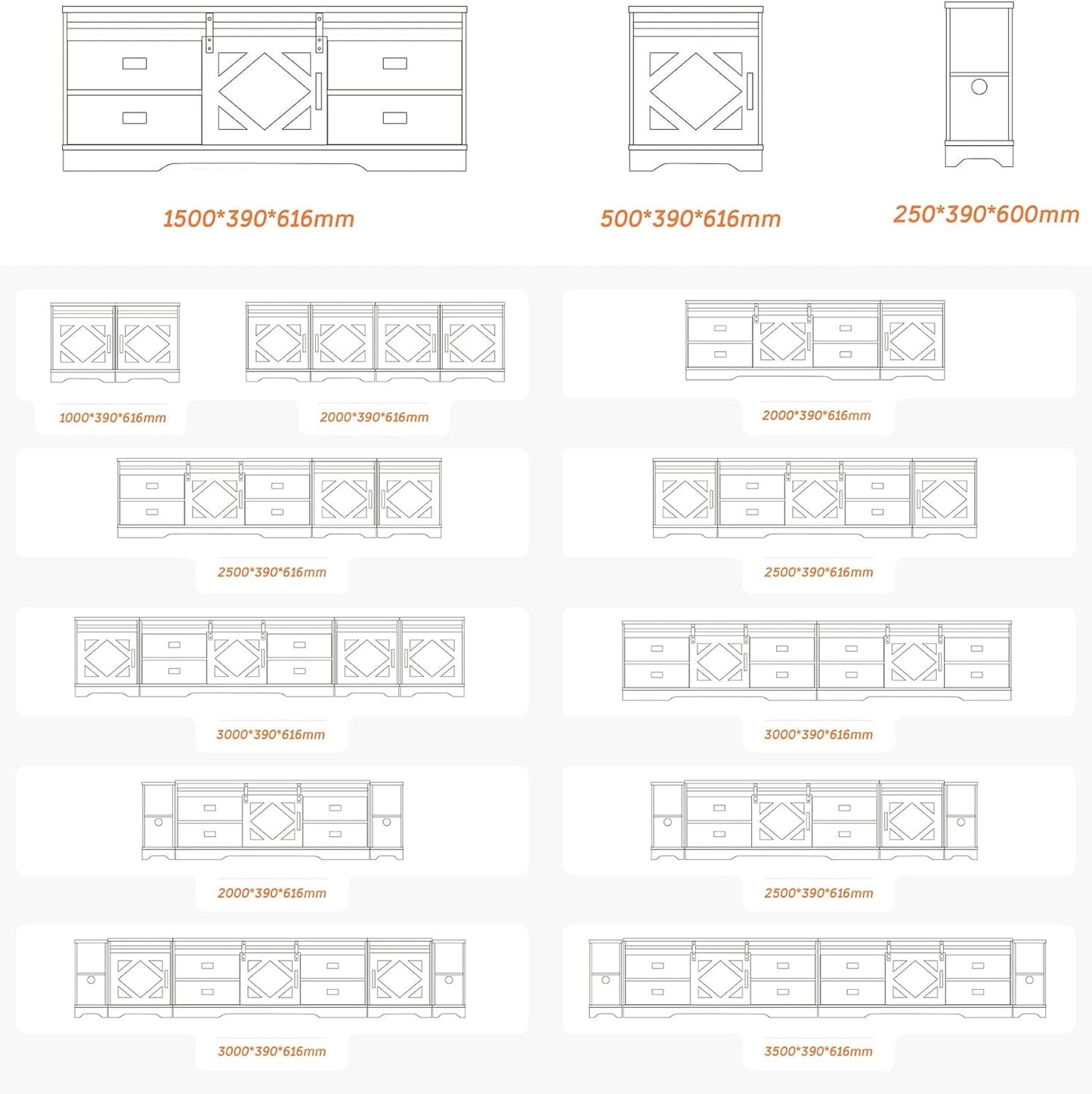 98.4" Wide TV Stand for Tvs up to 110",Faux Bark Finish Wood Entertainment Center with 4 Drawers and Adjustable Shelvs for Living Room,Antique White-4