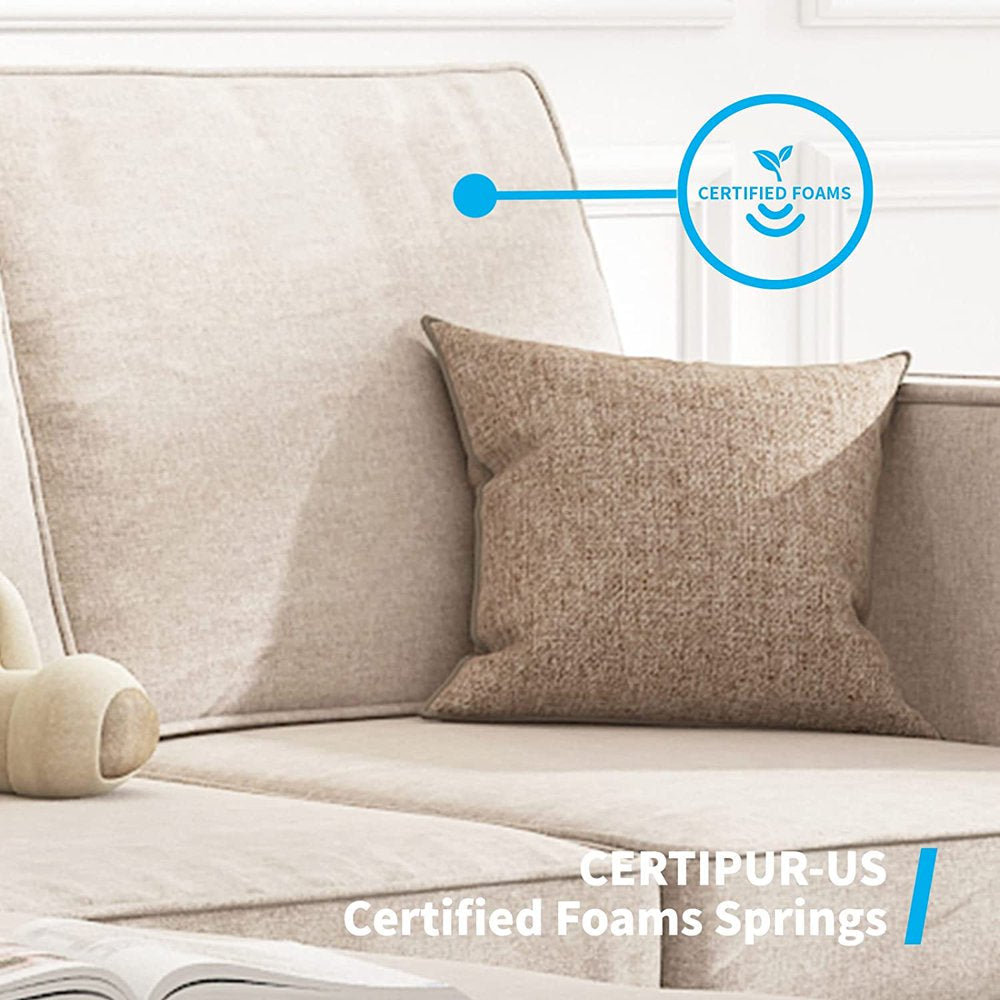 Convertible Sectional Sofa Couch with Storage Ottoman, 3 Pcs Couch Set with Storage Pockets, Sectional Couches for Living Room, 3-Seater + Ottoman + 1-Loveseat (Beige)-4