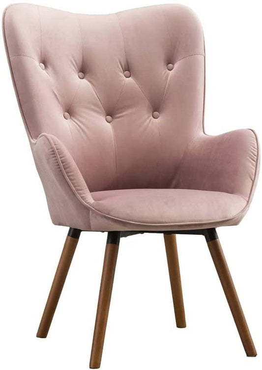 Contemporary Mauve Velvet Accent Chair with Tufted Back-1