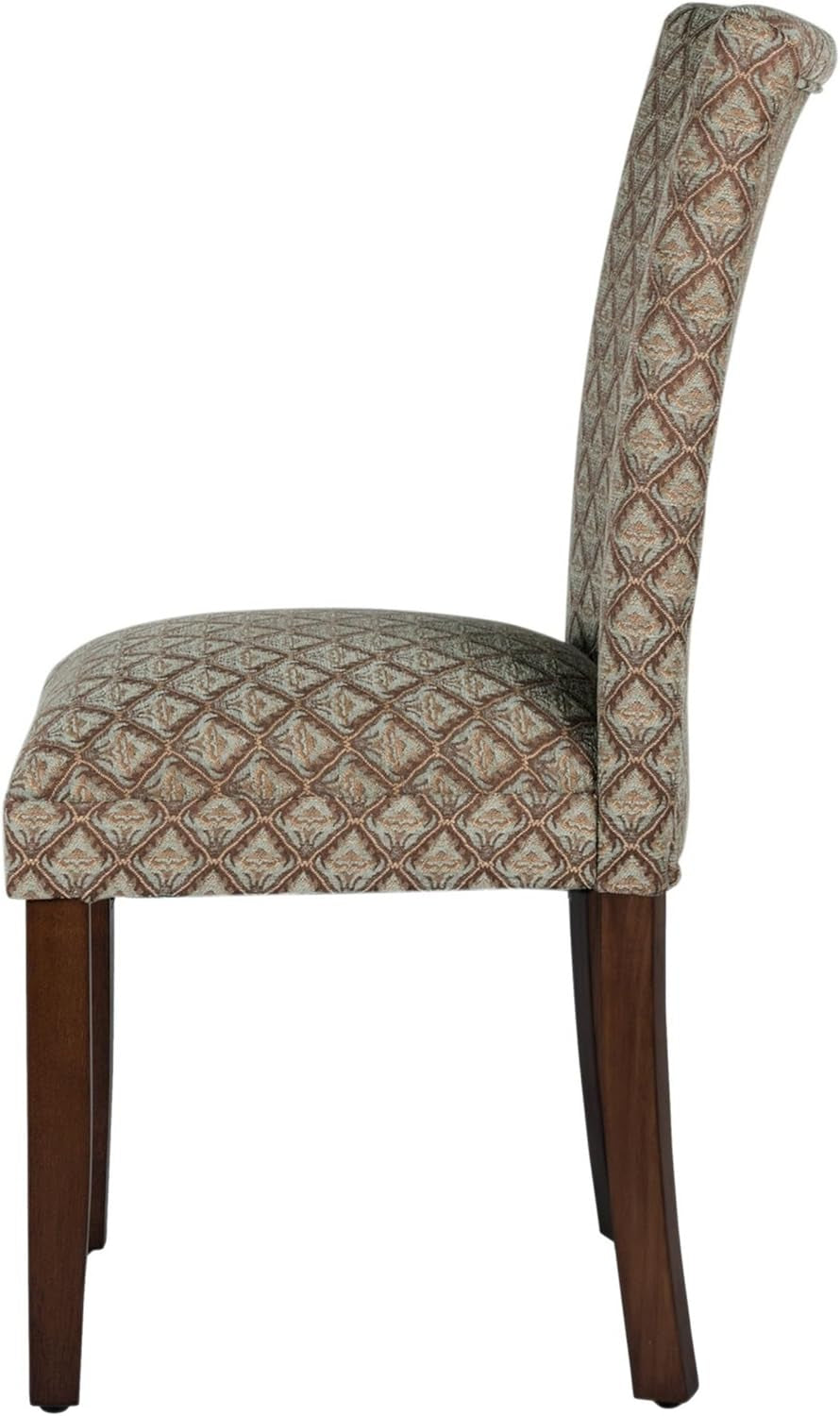 Home Decor |K1136-F662 | Classic Upholstered Parsons Dining Chair | Single Accent Dining Chair, Blue & Brown Damask-4