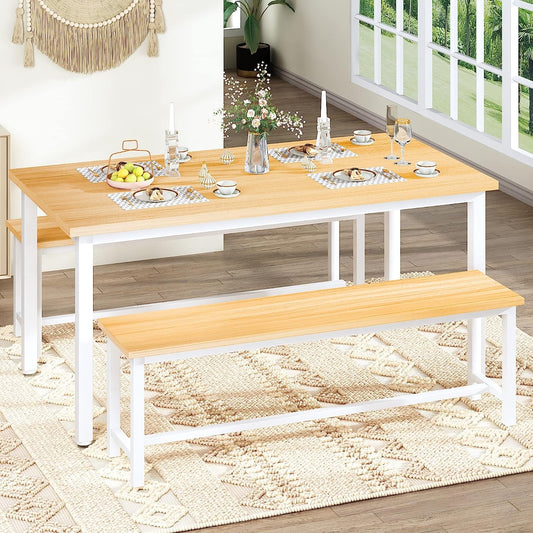 Faux Marble Counter Height Dining Table Set, Gold White-1