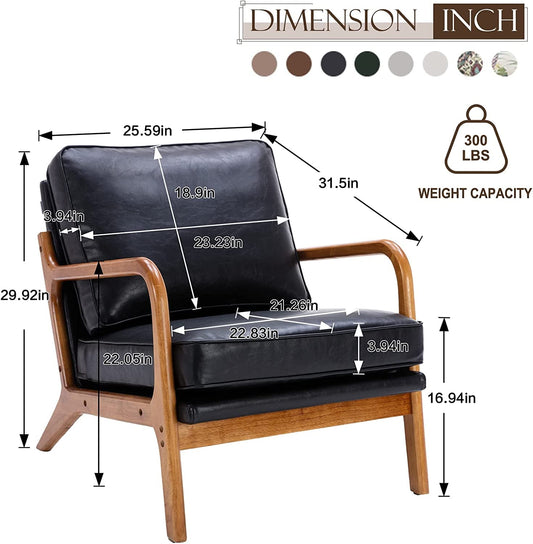 Modern Black Accent Chair with Thick Cushion-1