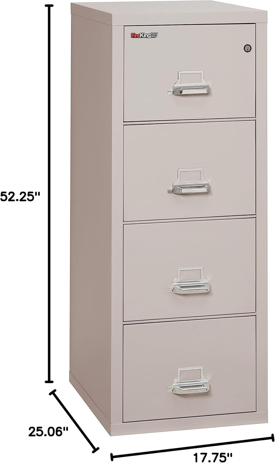 Vertical 4 Drawer Letter Fire Safe File Cabinet with Key Lock, 1 Hour Fire Rated, UL Rated & Water Resistant Home Safe, Made in the USA, Platinum-1