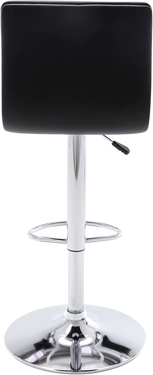 PU Leather Bar Stools Modern Square Adjustable Set of 2-1
