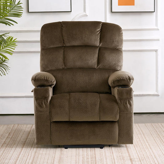 Dual Motor Lift Recliner Massage Heat Elderly Brown-1