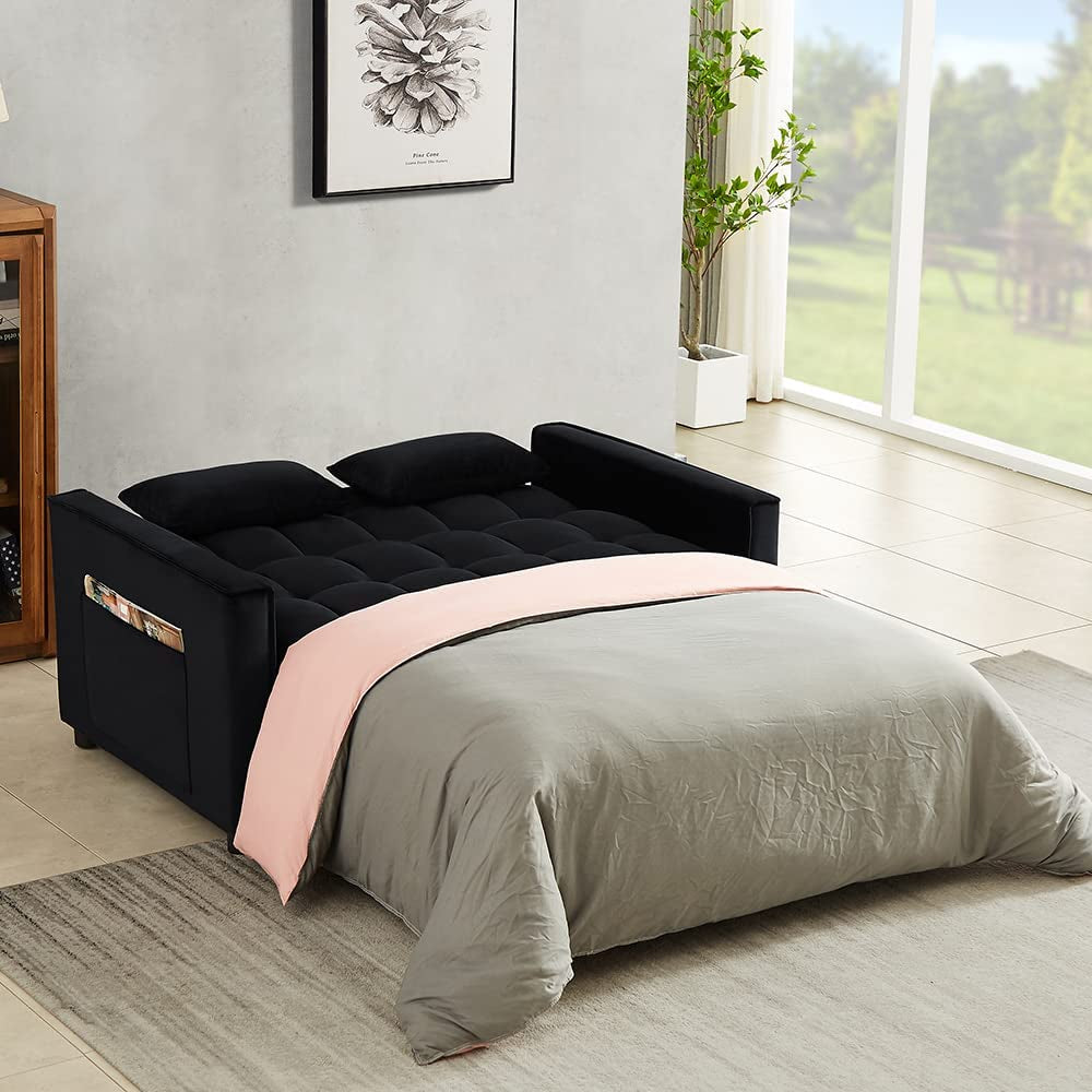 Velvet Sofa Bed with Adjustable Pull Out-2