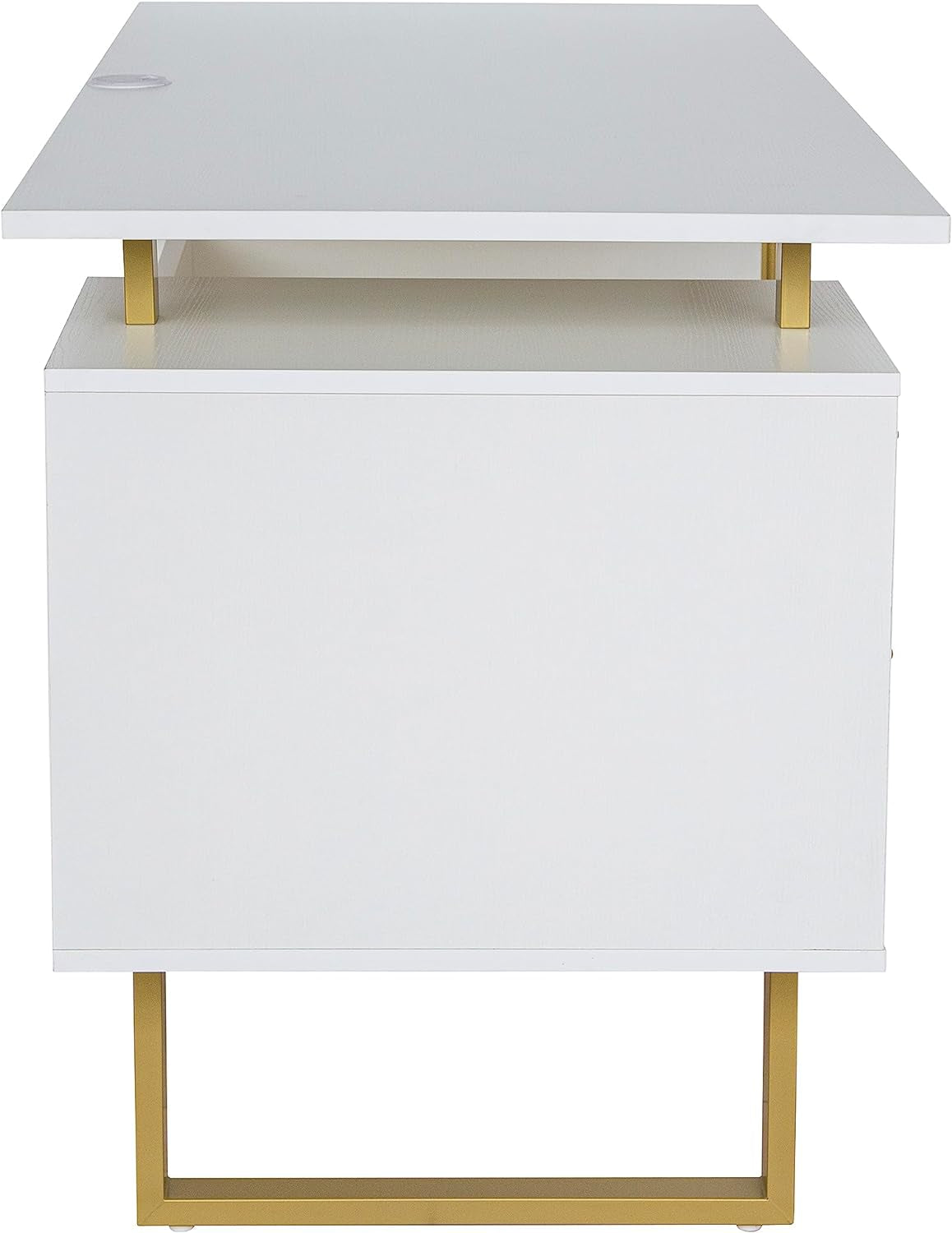 51" White Gold Desk with Storage Cabinet-4