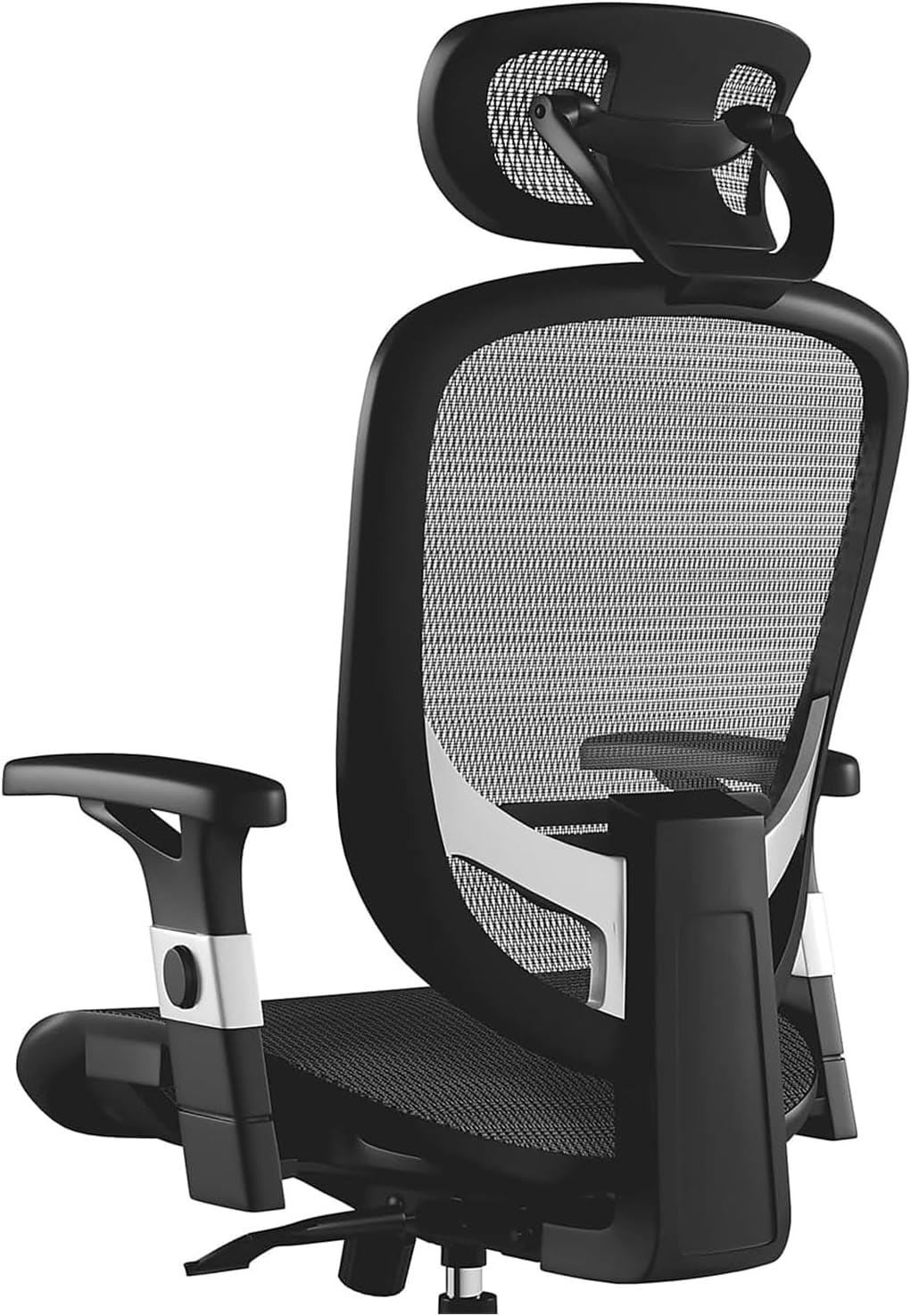 Hyken Chair: Ergonomic Mesh Swivel Task Chair. Adjustable Black Office Chair with Breathable Mesh and Good Lumbar, Arm and Head Support.-4