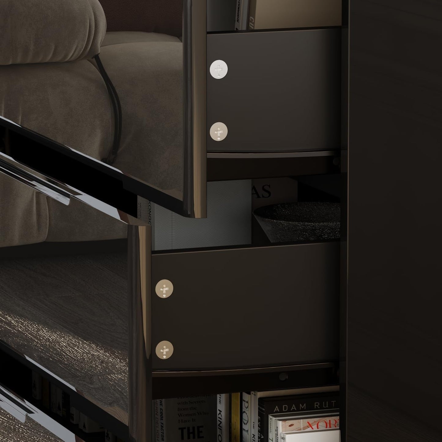 Black Drawer Dresser with LED Light, Modern High Gloss Dresser with 8 Drawers, 63" Long Dresser Double Dresser Storage Chest of Drawer for Bedroom, Living Room, Entryway-3