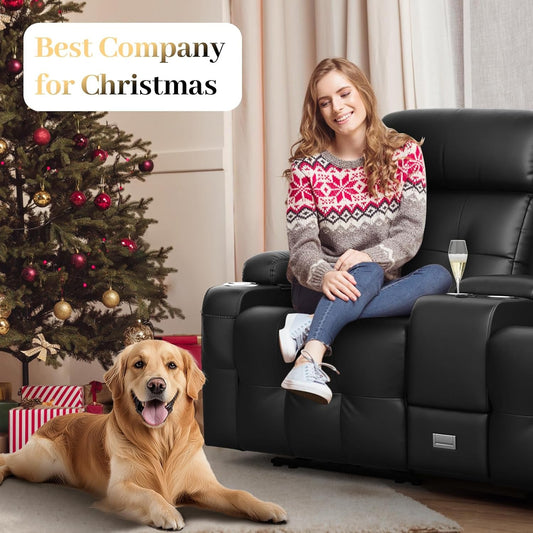 Reclining Loveseat, Massage Loveseat Recliner Sofa Heavy Weight Capacity, RV Love Seat Chair Clearance with Console, USB, Type C Port, Storage, Cup Holders, Wall Hugger Couch for Living Room-1