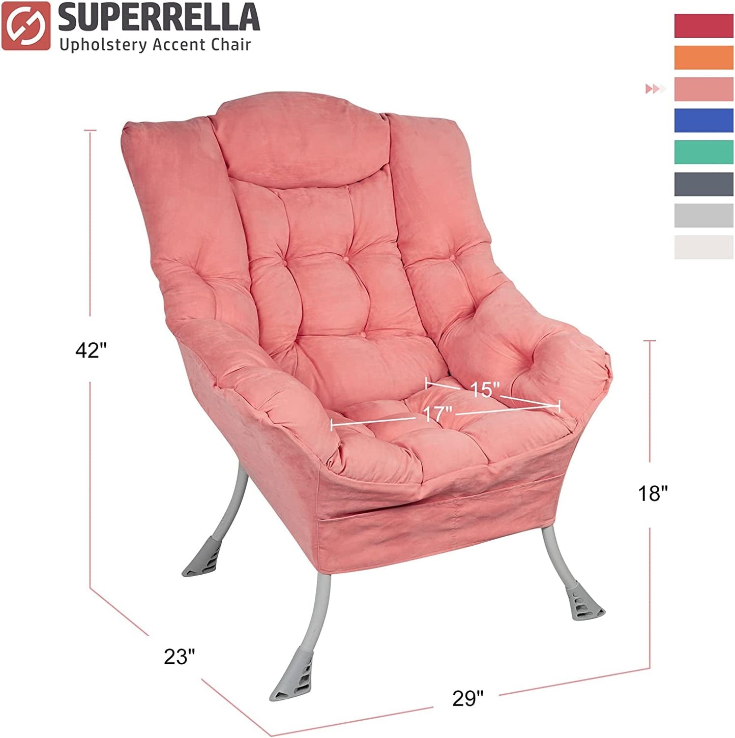 Pink High Back Armchair for Modern Living Room-2