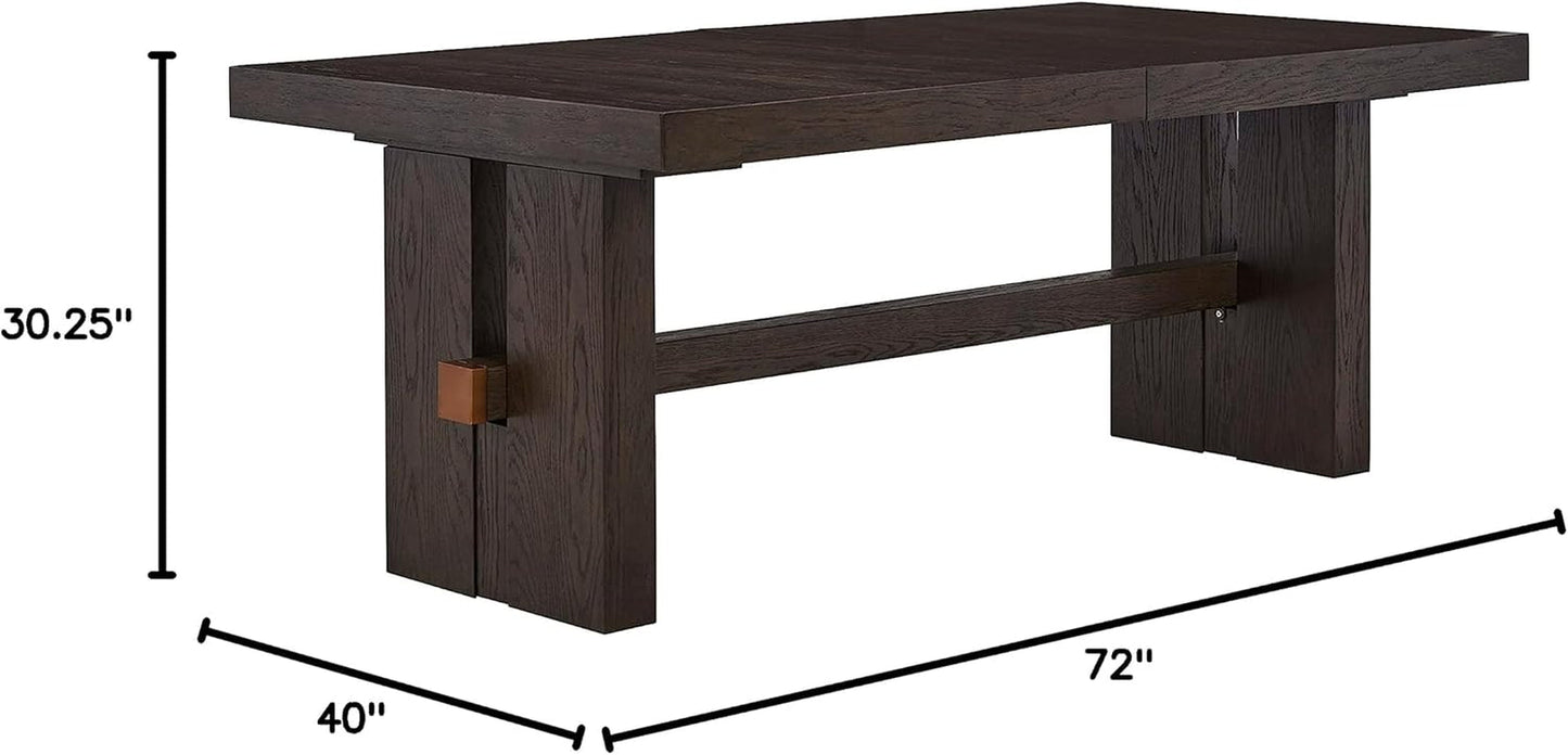 Burkhaus Traditional Rectangle Extension Dining Room Table, Dark Brown-1