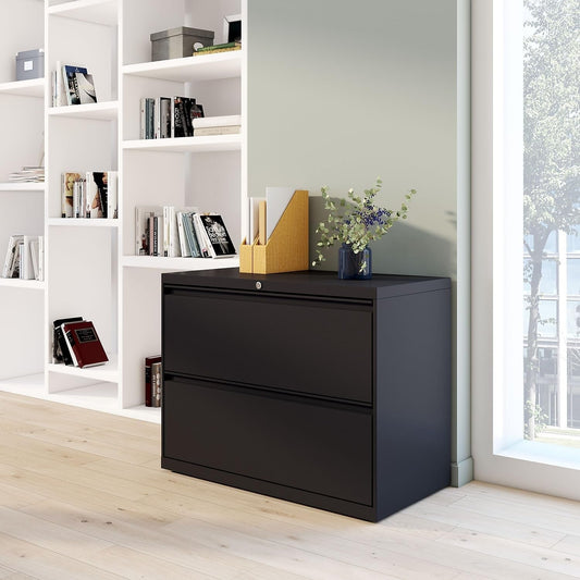 870395 Branded Commercial 36-Inch Wide 2-Drawer Lateral File Cabinet Black-1