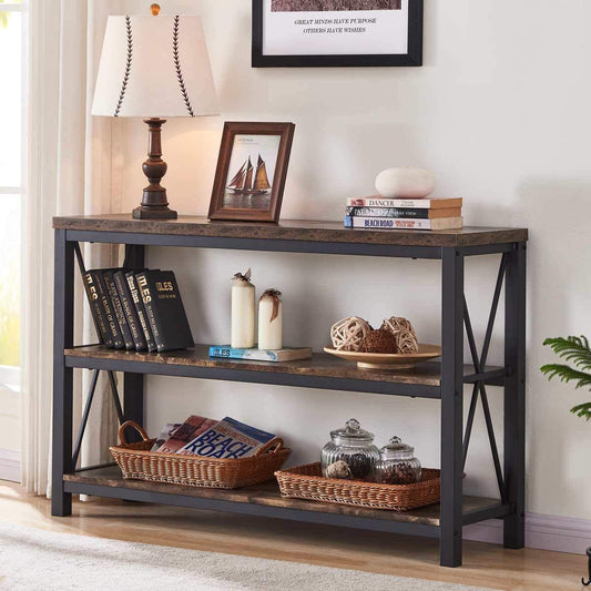 Rustic 3-Tier Sofa Console Table (47″)-1