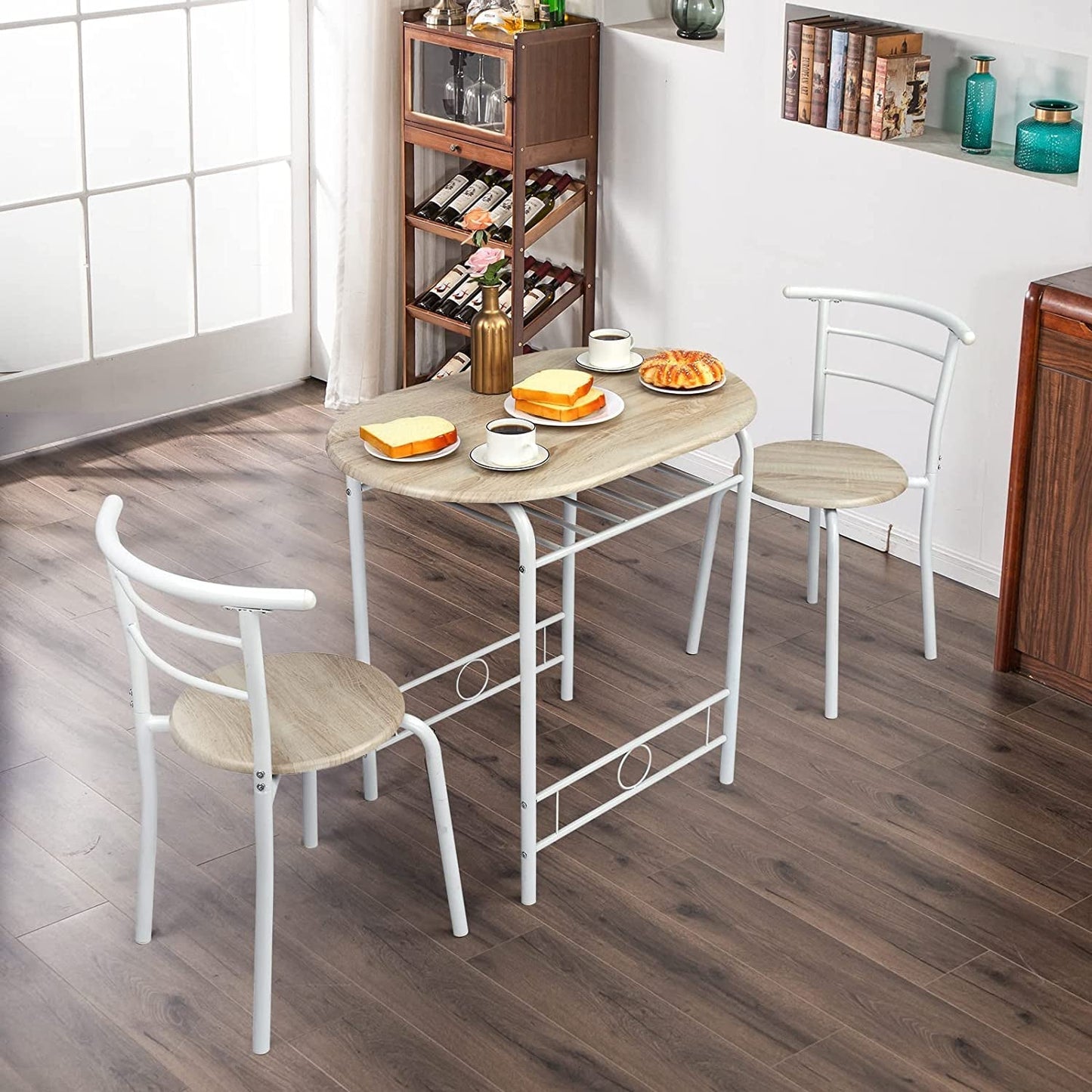 Small 3-Piece Wooden Kitchen Table and Chair Set-1
