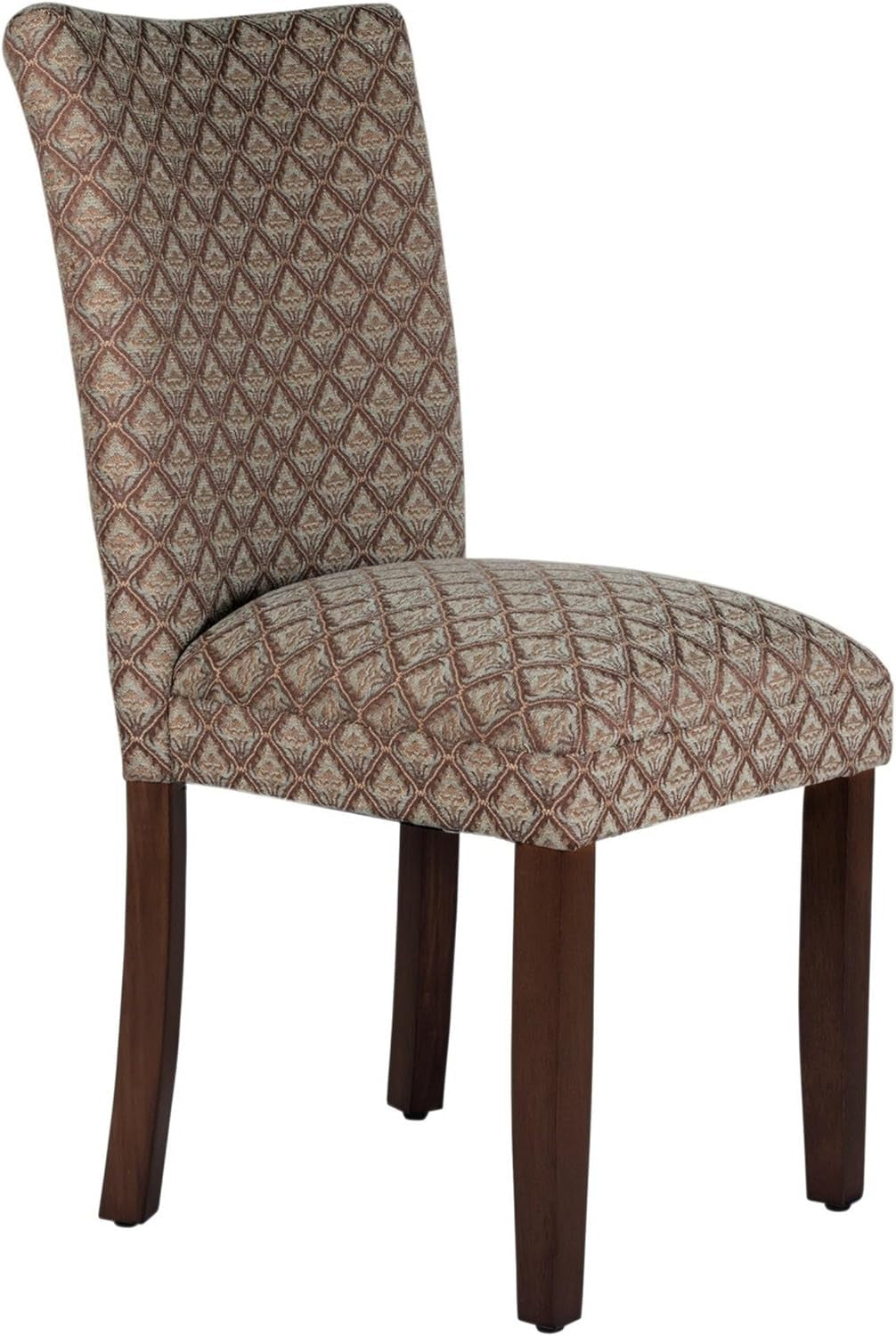 Home Decor |K1136-F662 | Classic Upholstered Parsons Dining Chair | Single Accent Dining Chair, Blue & Brown Damask-0