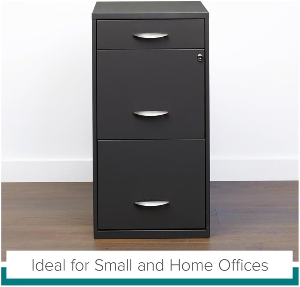 3 Drawers 27.32" Vertical Charcoal Metal Filing Cabinet Lockable Pre-Assembled Stationary Letter Size for Home, Office-4